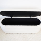Cabana White Boucle Bench w/Storage