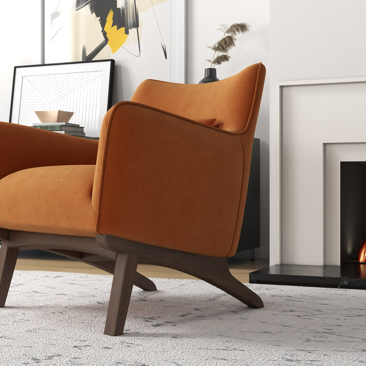 Casper Burnt Orange Velvet Lounge Chair