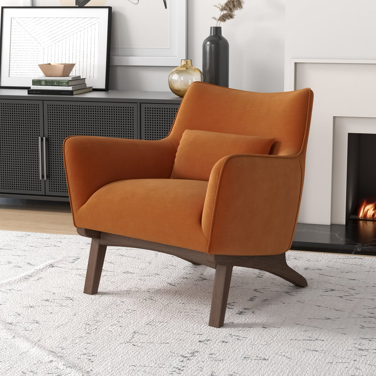 Casper Burnt Orange Velvet Lounge Chair