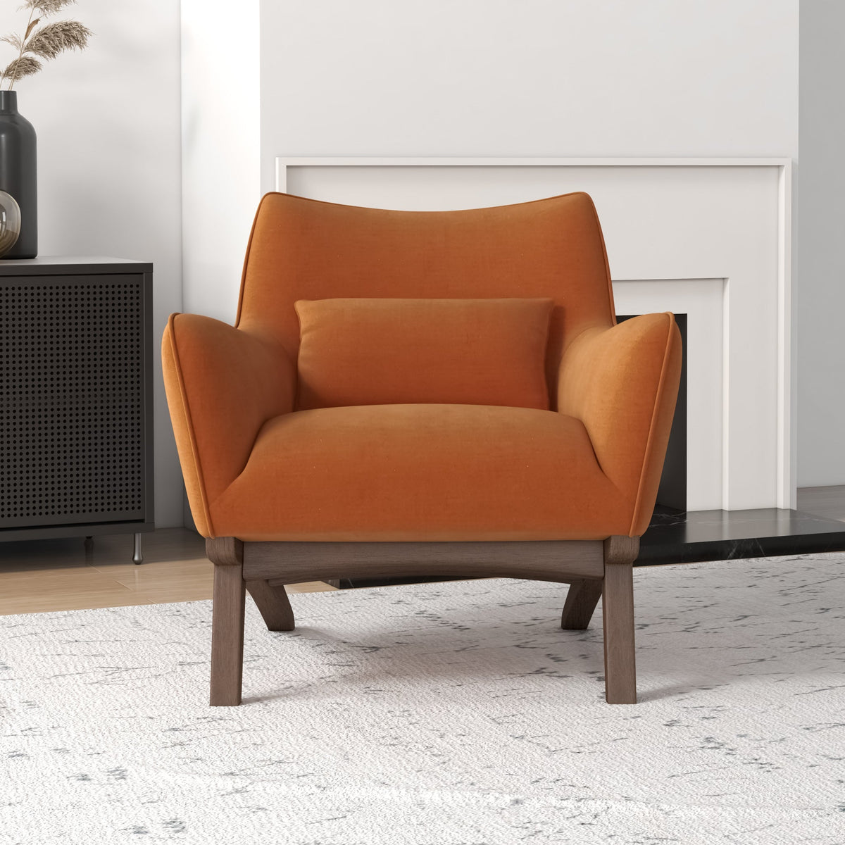 Casper Burnt Orange Velvet Lounge Chair