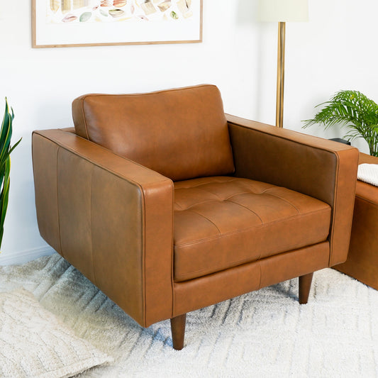 Catherine Leather Lounge Chair (Tan Leather)
