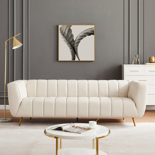 Clodine Sofa (Cream Leather)