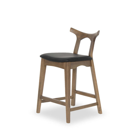 Dora Counter Stool (25" Black Leather)