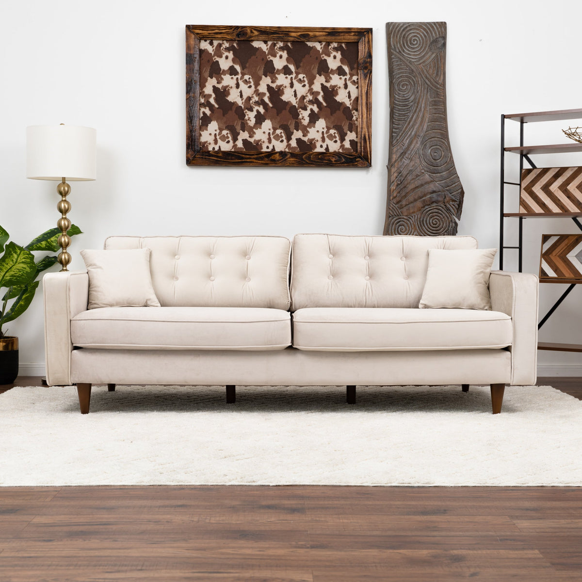 Oregon Sofa (Beige Velvet)