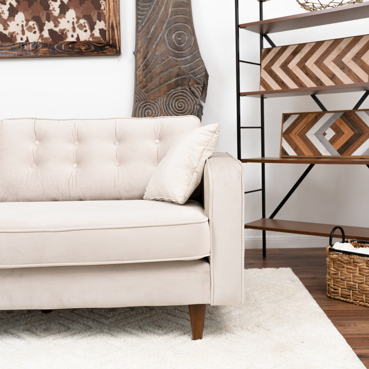 Oregon Sofa (Beige Velvet)