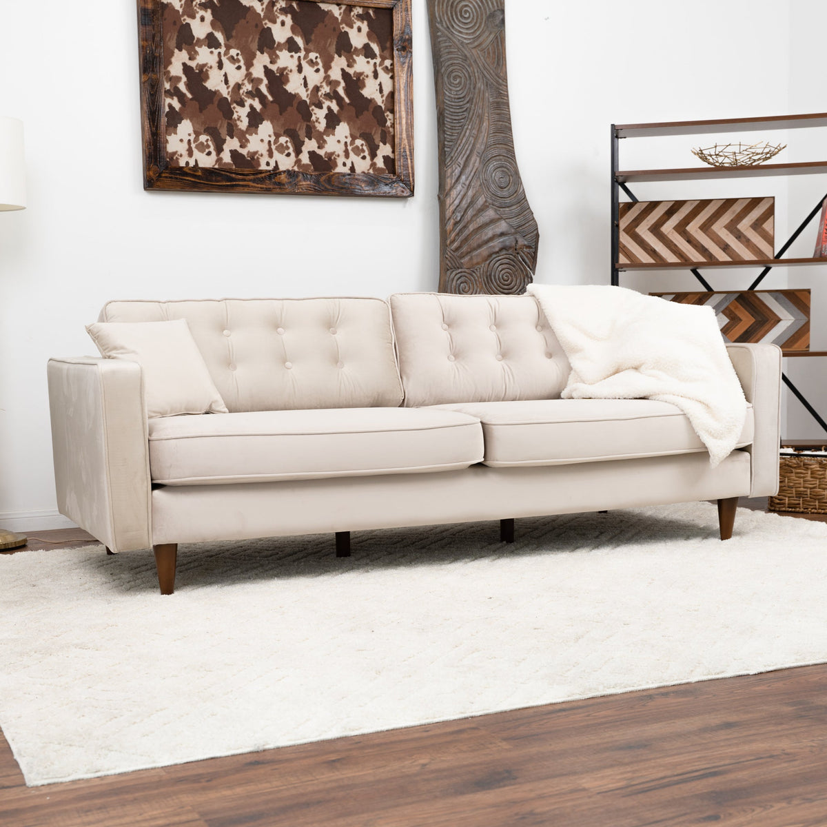 Oregon Sofa (Beige Velvet)