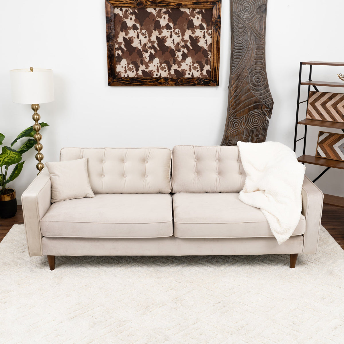 Oregon Sofa (Beige Velvet)