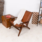 Bogor Antique Tan Leather Lounge Chair