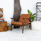 Mameda Leather Lounge Chair (Dark Tan)