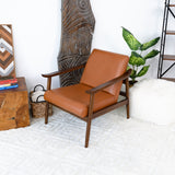 Mameda Leather Lounge Chair (Dark Tan)