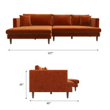 Delano Sectional Sofa (Beige Velvet - Right Facing Chaise)