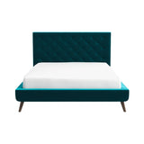 Dillon Teal Velvet Platform Bed(Queen Size)