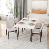 Dining Set, Alpine Large White Table With 4 Virginia Beige Chairs