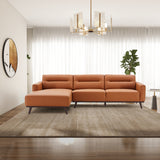 Ella L-Shaped Cognac PU Leather Left Sectional Couch