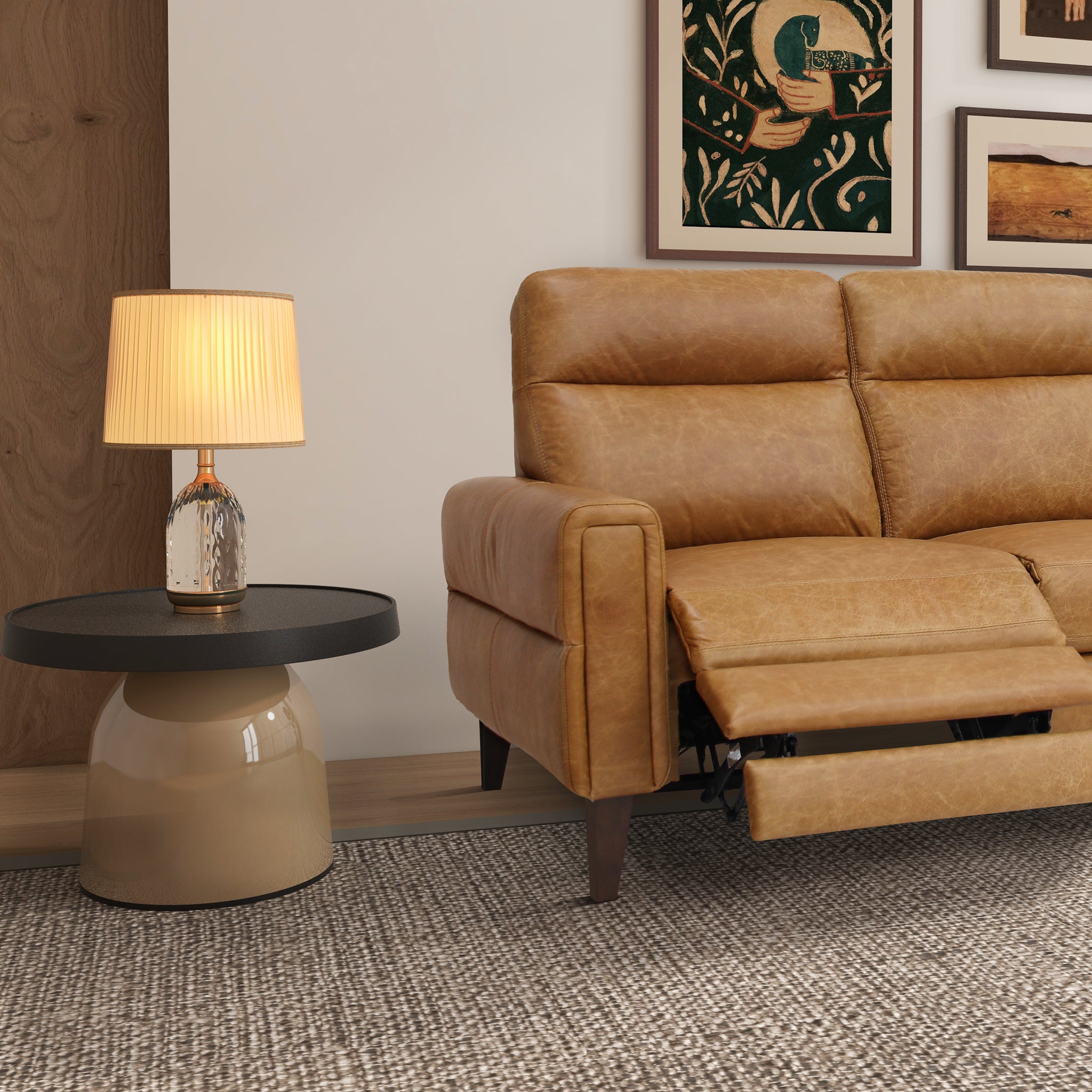 Incliner Elliot Incliner Sofa Left - Waxy Tan Leather – Anora Furniture Store