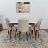 Alpine (Large White Top) Dining Set With 4 Evette Beige Dining Chairs