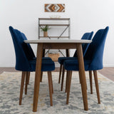 Rixos Dining Set With 4 Evette Blue Dining Chairs