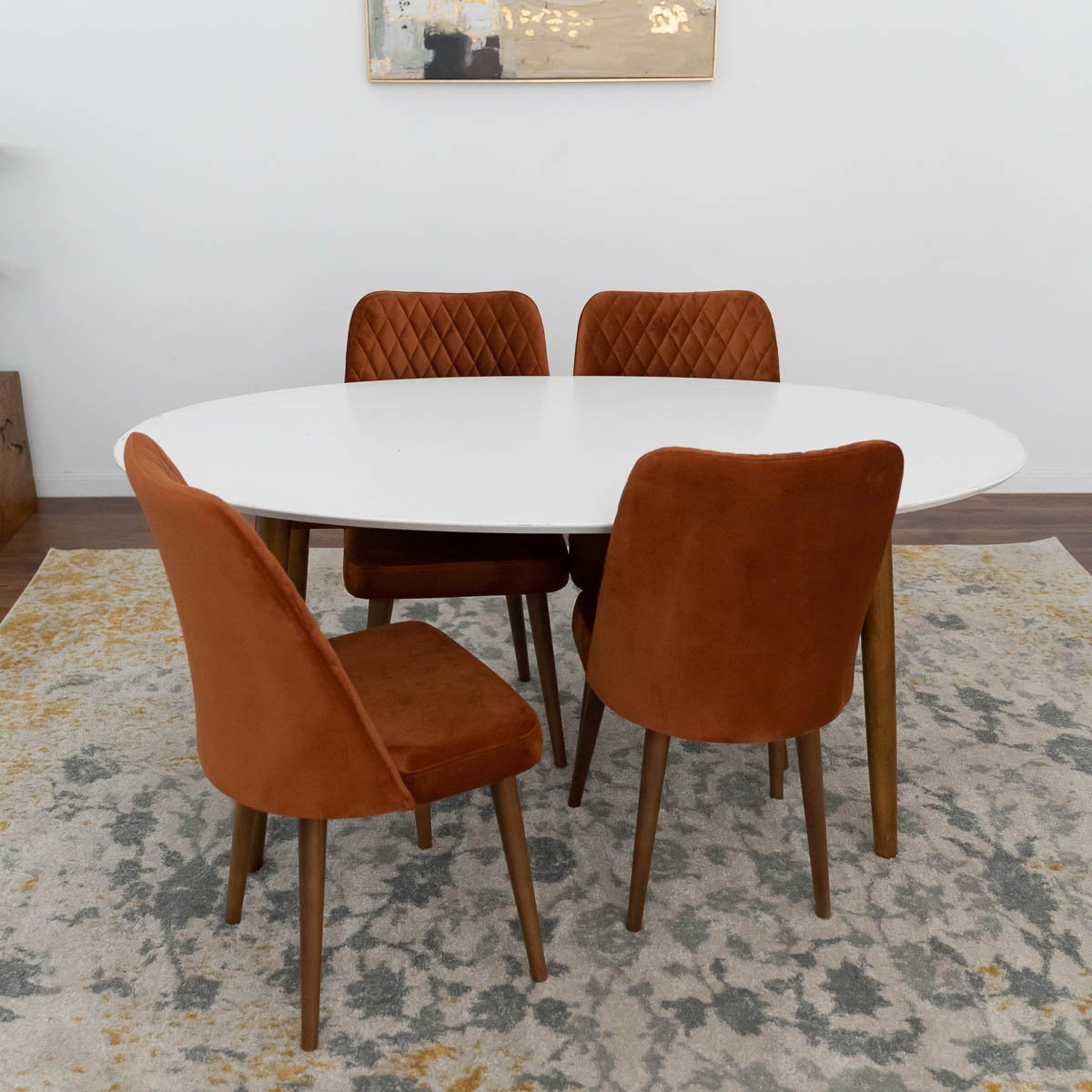 Rixos Dining Set With 4 Evette Orange Dining Chairs