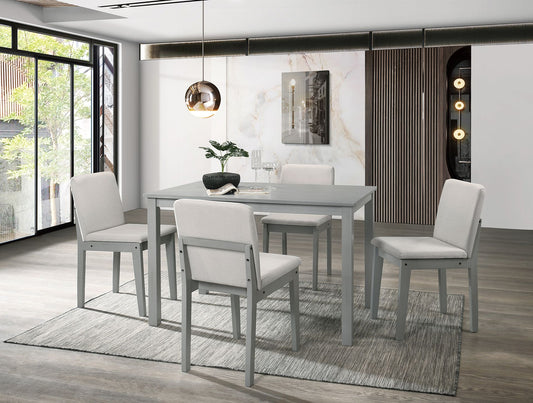 5-Piece Dining Set (Distress Grey Finish/Beigemdf With Rubberwood Veneer/ Burlap) - F2612