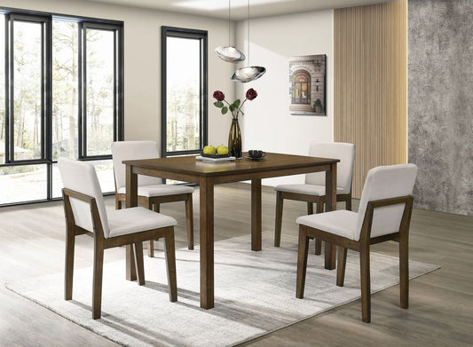 5-Piece Dining Set (Dark Walnut Finish/Beigemdf With Rubberwood Veneer/ Burlap) - F2613