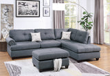 3-Piece Sectional Sofa (Blue Greypolyfiber (Linen-Like Fabric)﻿) - F6414