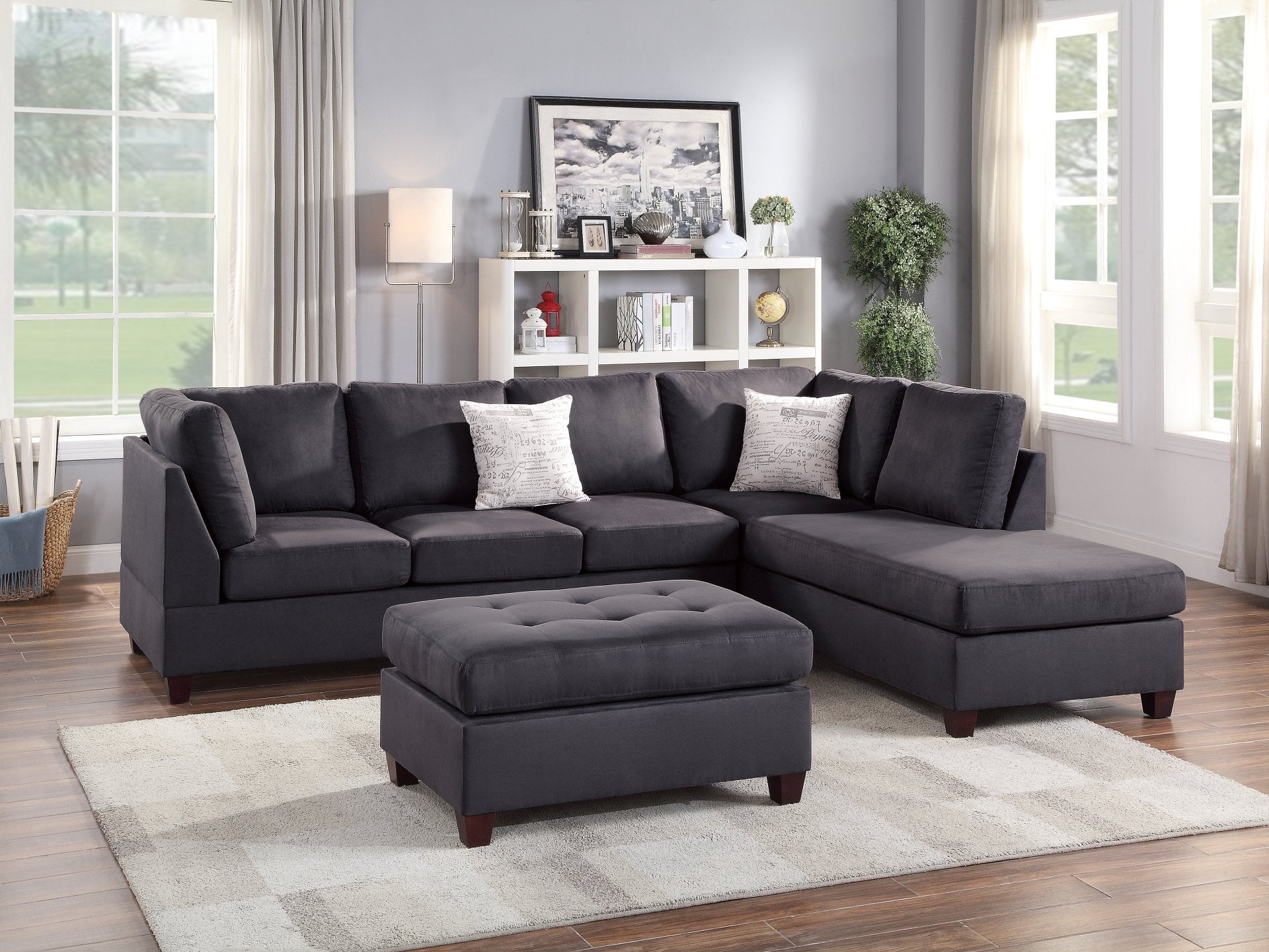 3-Piece Sectional Sofa (Ebonymicrofiber) - F6423