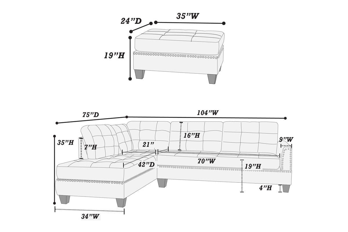 3-Piece Sectional Sofa (Coffeepolyfiber (Linen-Like Fabric)﻿) - F6504