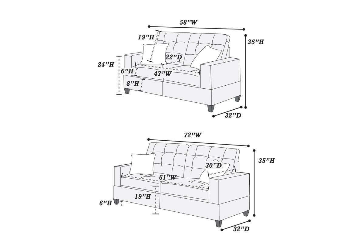 2-Piece Sofa Set (Charcoalglossy Polyfiber) - F6533