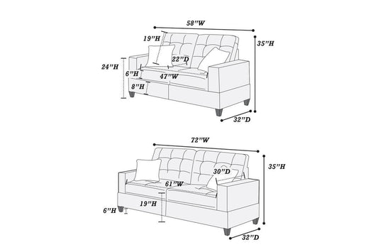 2-Piece Sofa Set (Charcoalglossy Polyfiber) - F6533