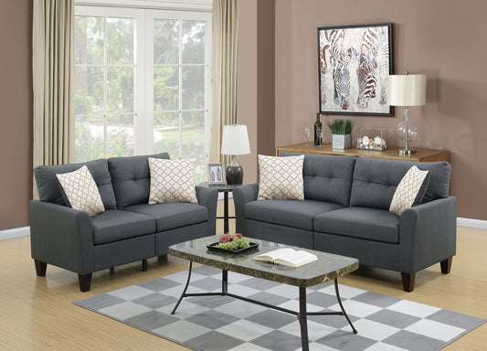 2-Piece Sofa Set (Charcoalglossy Polyfiber) - F6533