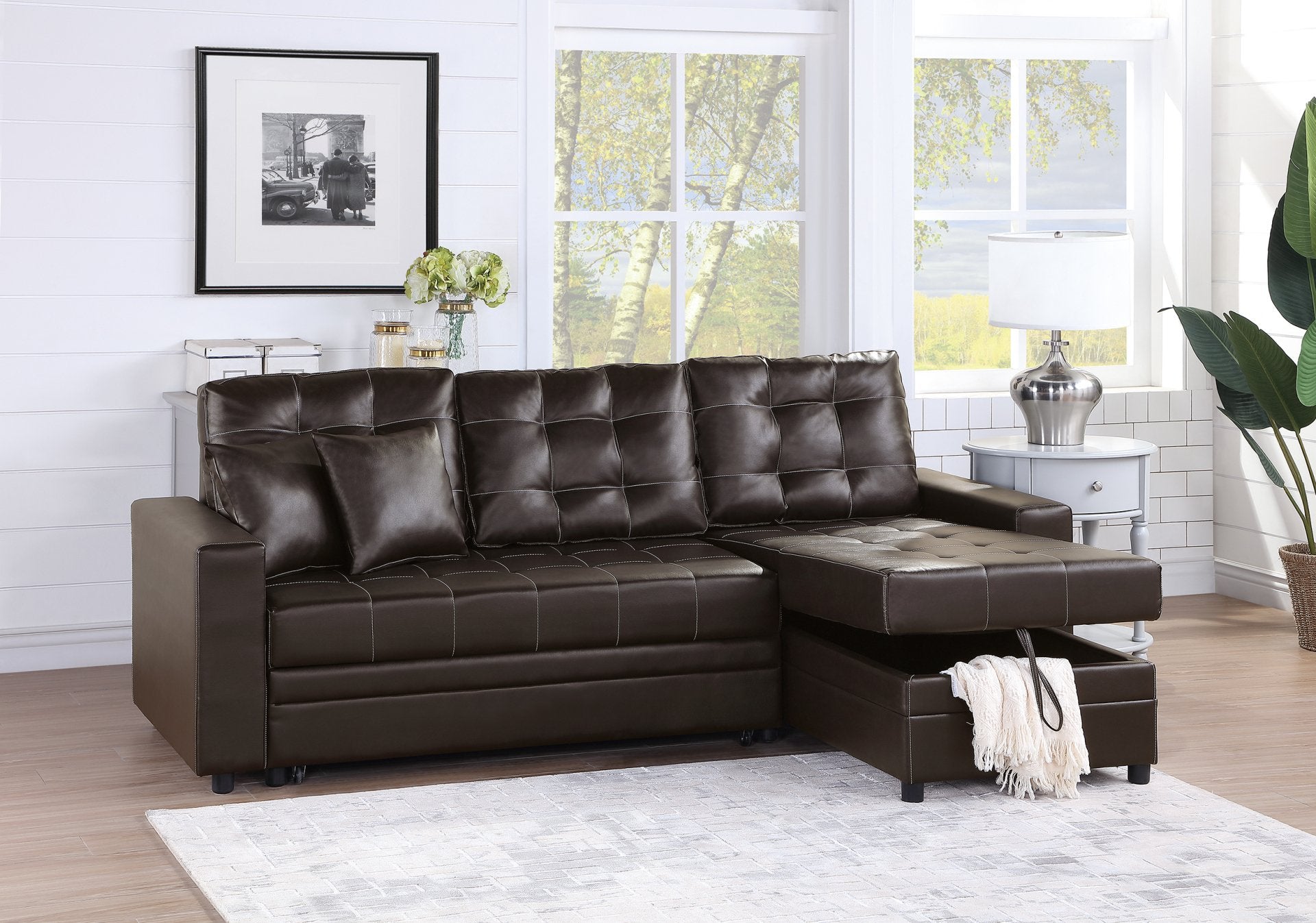 Convertible Sectional (Espressofaux Leather) - F6592