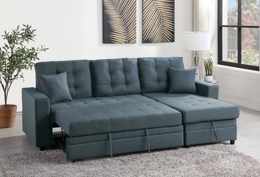 Convertible Sectional (Blue Graypolyfiber (Linen-Like Fabric)) - F6593