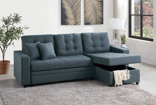 Convertible Sectional (Blue Graypolyfiber (Linen-Like Fabric)) - F6593