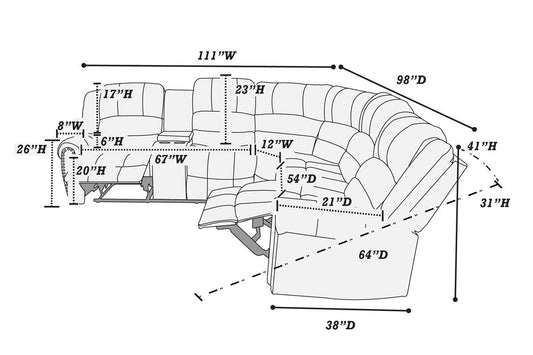 3-Piece Reclining Sectional Set - F86613