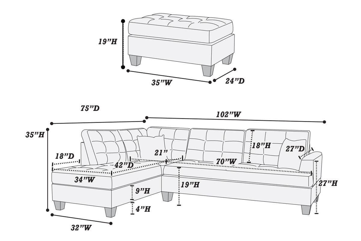 3-Piece Sectional Sofa (Espressofaux Leather) - F6855