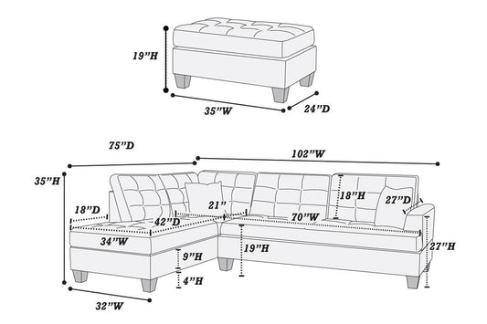 3-Piece Sectional Sofa (Espressofaux Leather) - F6855