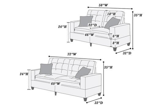 2-Piece Sofa Set (Blackpolyfiber (Linen-Like Fabric)) - F6903