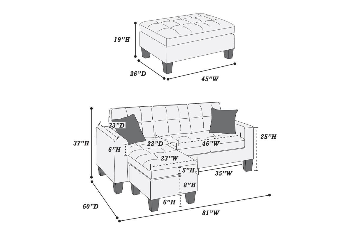 Sectional Sofa (Blue Greypolyfiber (Linen-Like Fabric)﻿) - F6920