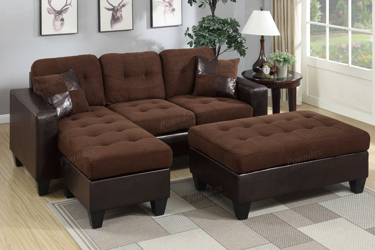 Sectional Sofa (Chocolateplush Microfiber/Faux Leather) - F6928