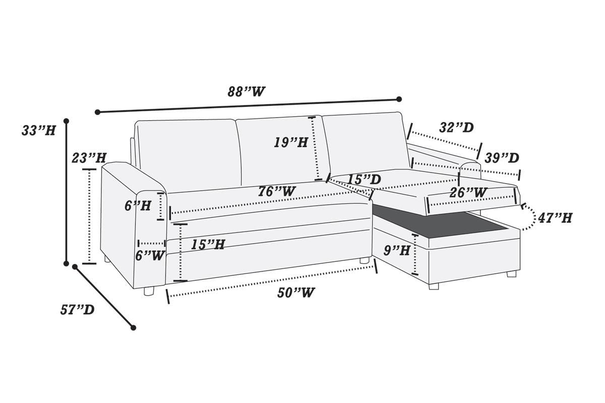 Convertible Sectional (Blue Greypolyfiber (Linen-Like Fabric)) - F6931