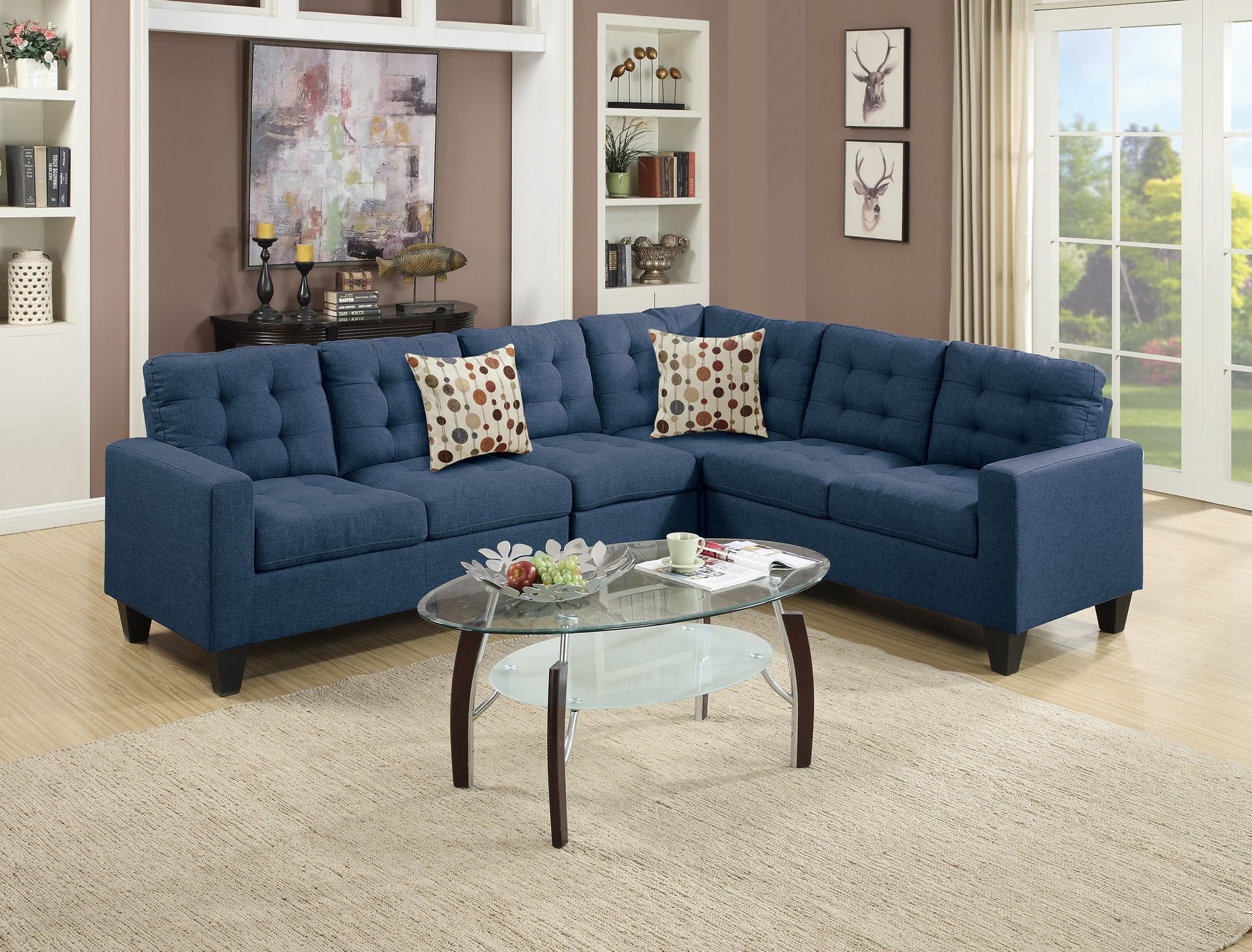 4-Piece Sectional Sofa (Navypolyfiber (Linen-Like Fabric)) - F6938