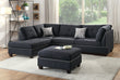 3-Piece Sectional Sofa (Blackpolyfiber (Linen-Like Fabric)﻿) - 6974