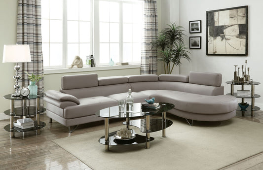 2-Piece Sectional Sofa (Light Greyfaux Leather) - F6984