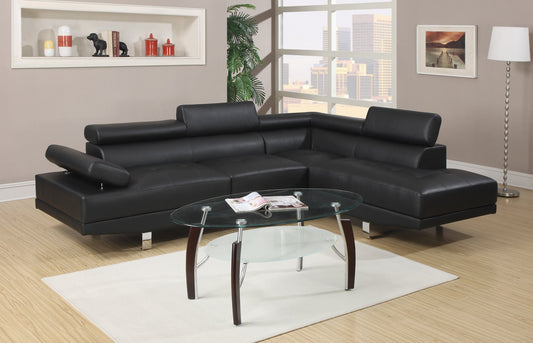 2-Piece Sectional Sofa (Blackfaux Leather﻿) - F731078A36B81