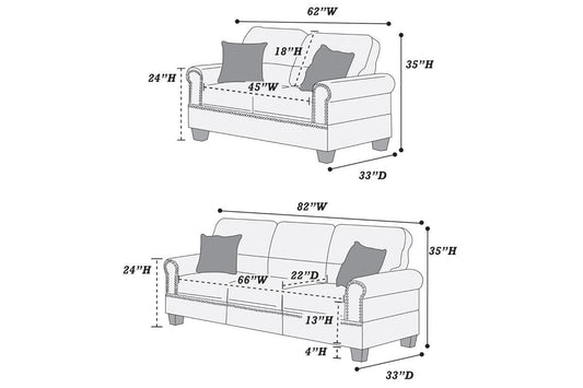 2-Piece Sofa Set (Blackfaux Leather) - F7877