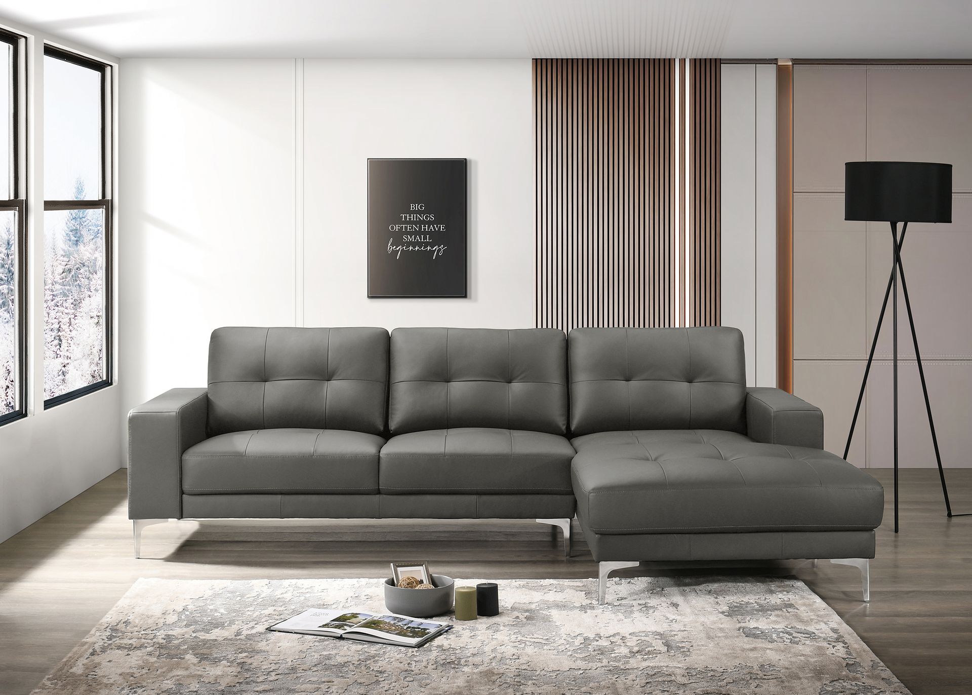 2-Piece Sectional Sofa (Anthracitefull Leather) - F8424