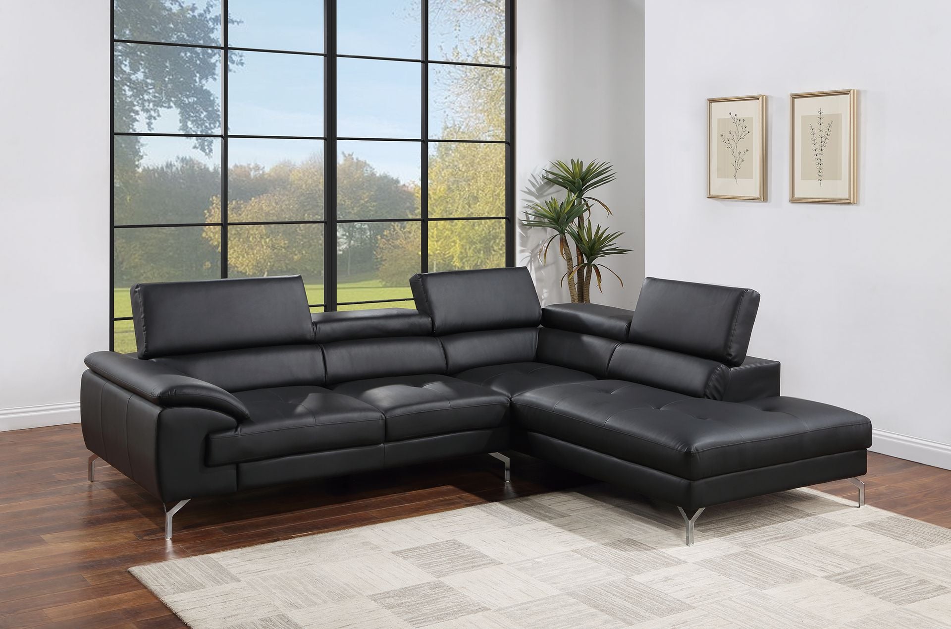 2-Piece Sectional Sofa (Blackfaux Leather) - F8445