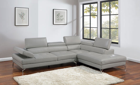 2-Piece Sectional Sofa (Light Grayfaux Leather) - F8447