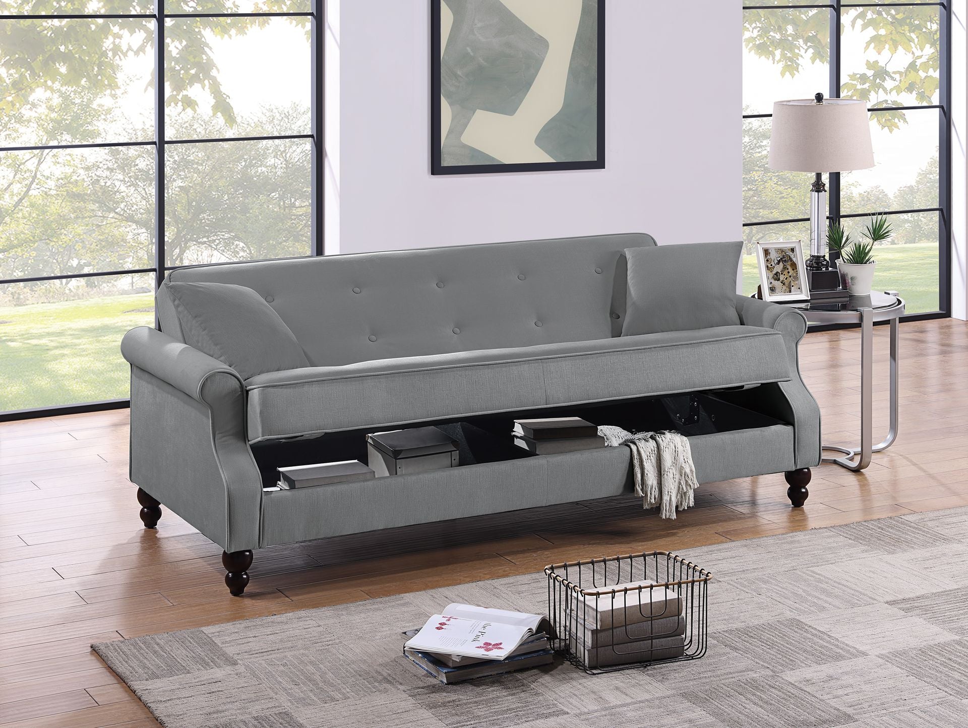 Adjustable Sofa (Grayburnt-Out Fabric) - F8527