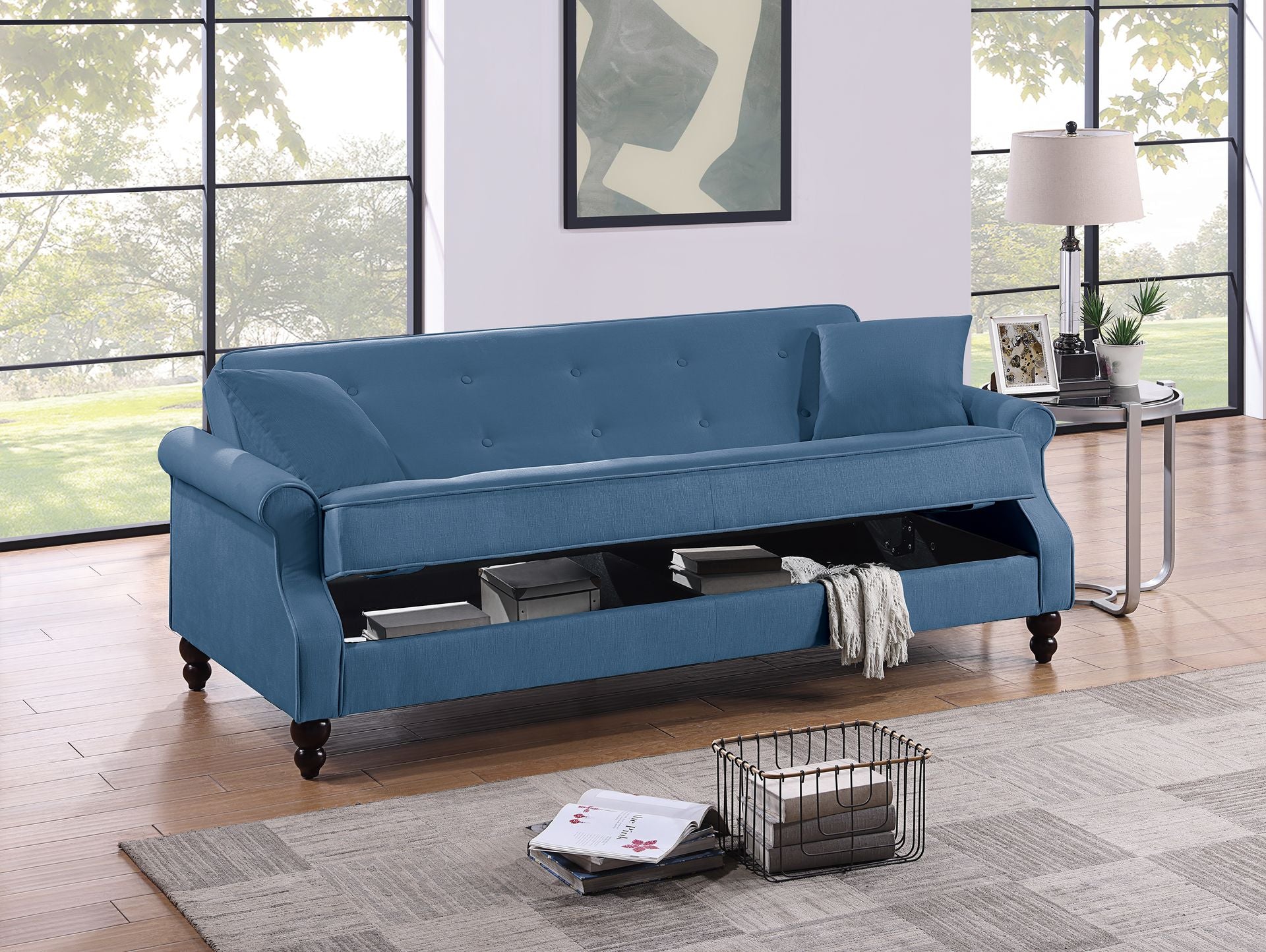 Adjustable Sofa (Blueburnt-Out Fabric) - F8528